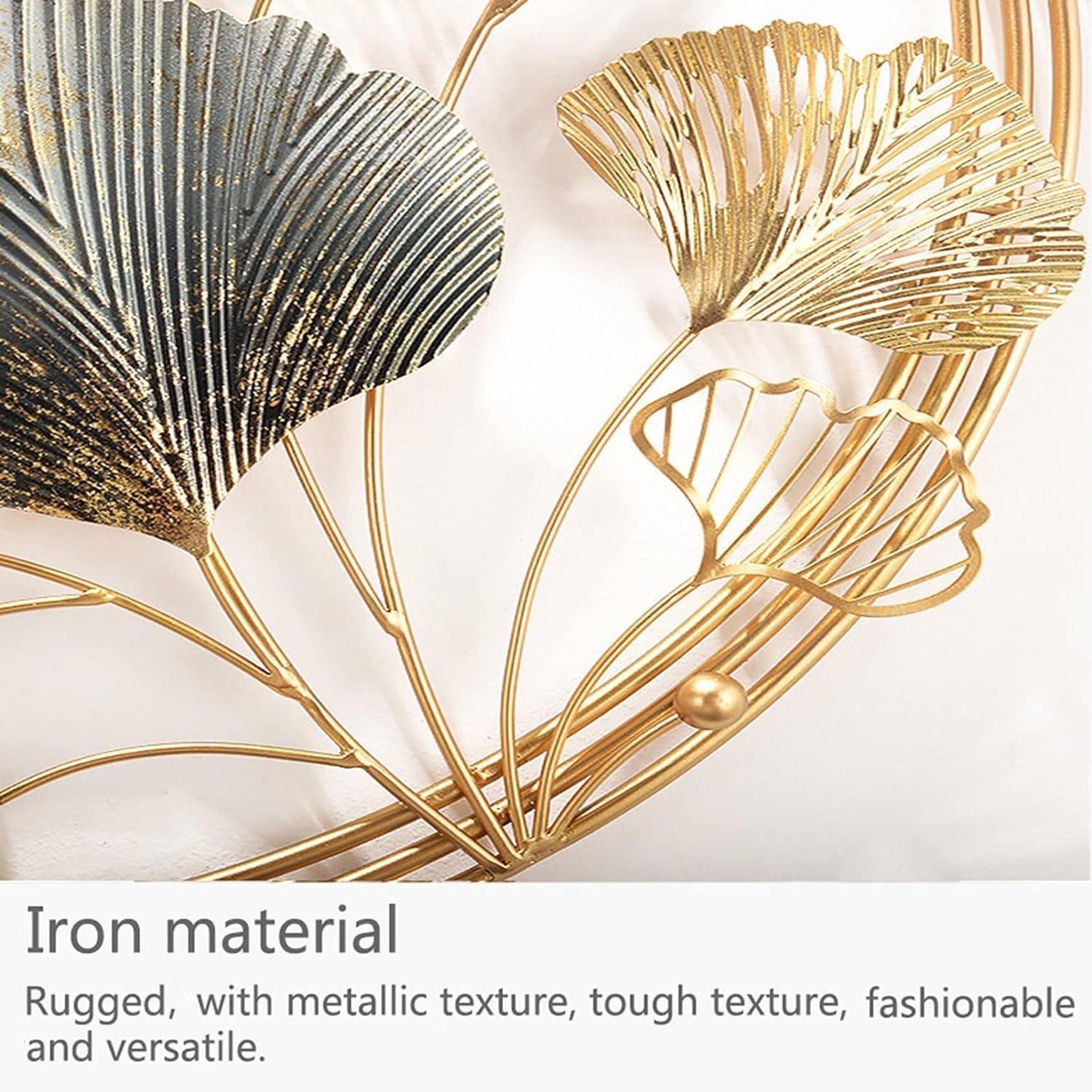 3D Home Metal Wall Decor, Modern Luxury Handmade Ginkgo Leaf Metal Wall Sculpture, Natural Art home Decoration