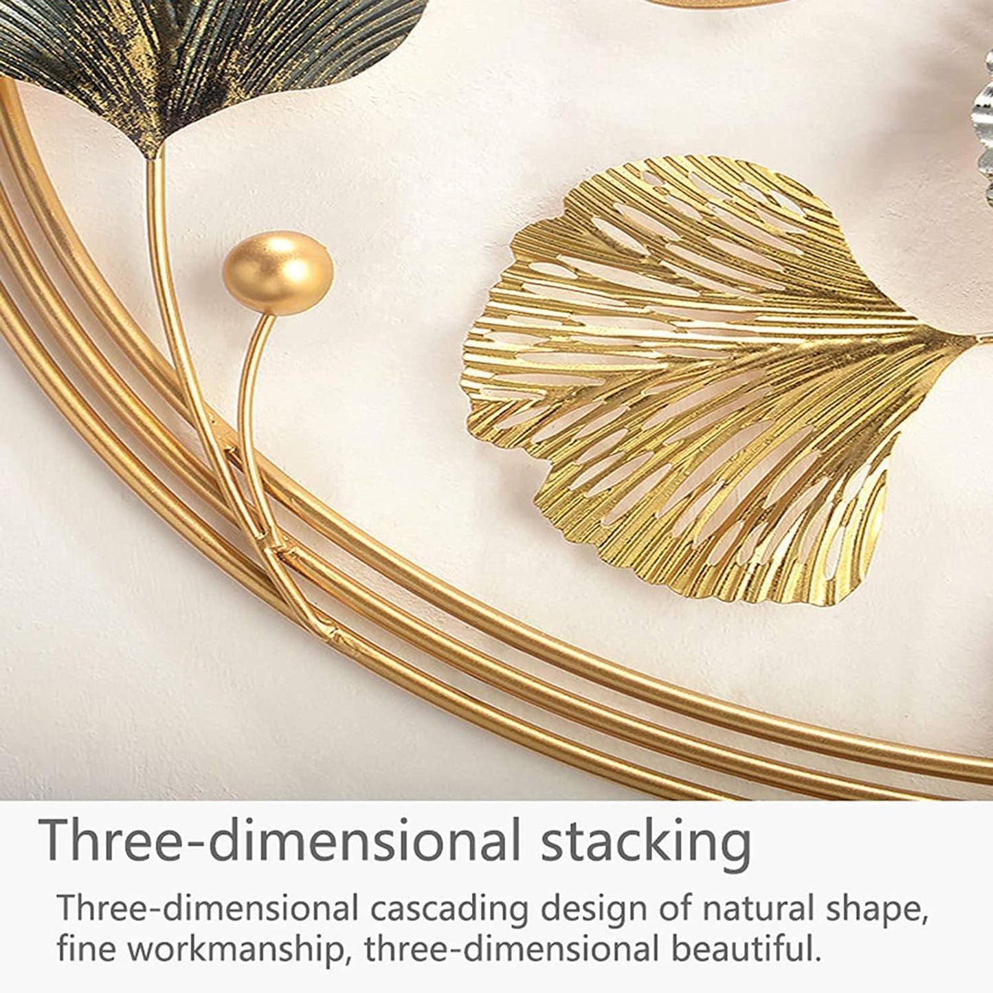 3D Home Metal Wall Decor, Modern Luxury Handmade Ginkgo Leaf Metal Wall Sculpture, Natural Art home Decoration